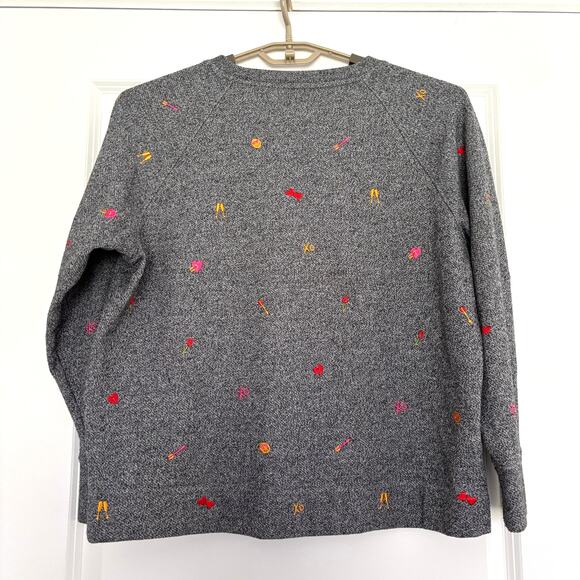 Lou & Grey Lou & Grey Heart Emoji Fleeceback Sweatshirt embroidered preppy twee - Picture 3 of 10